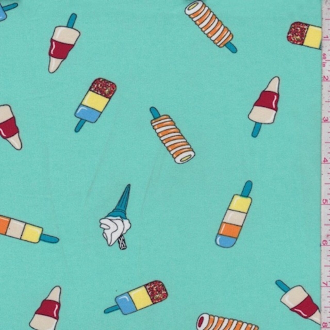 Mint Blue Ice Cream Treat Double Brushed Jersey Knit Fabric By the Yard